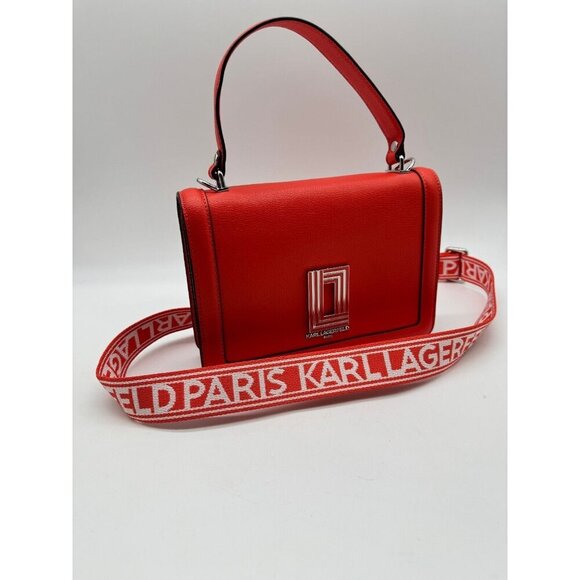 KARL LAGERFELD Paris Simone leather small crossbody bag -Red /Vermillon (Used) - Picture 7 of 14